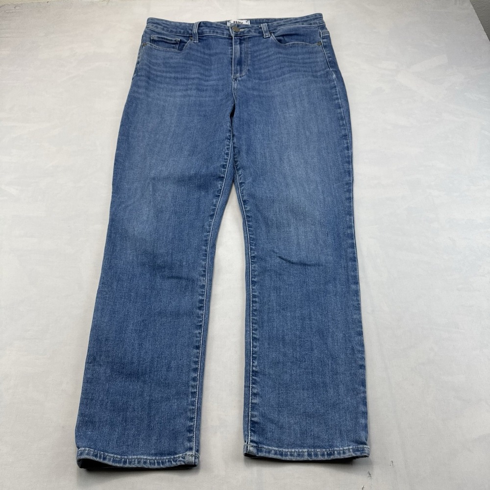 Paige Skyline Straight Leg Jeans Dark Wash Indigo Blue Denim Size 32